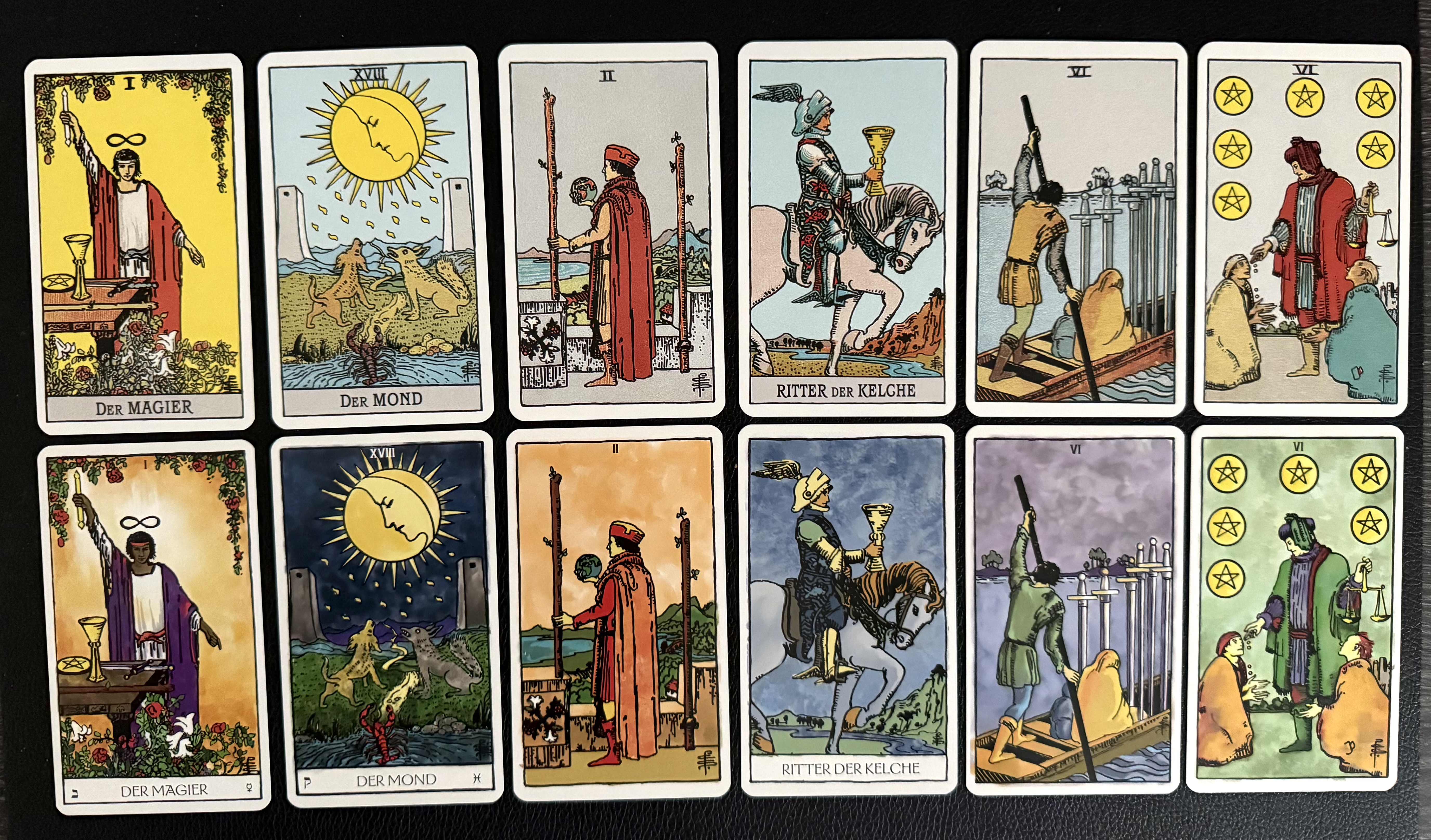 Die klassischen Rider-Waite-Smith-Karten und die Karten des Weiser-Tarots im Vergleich